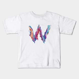 Colorful Painted Initial Letter W Kids T-Shirt